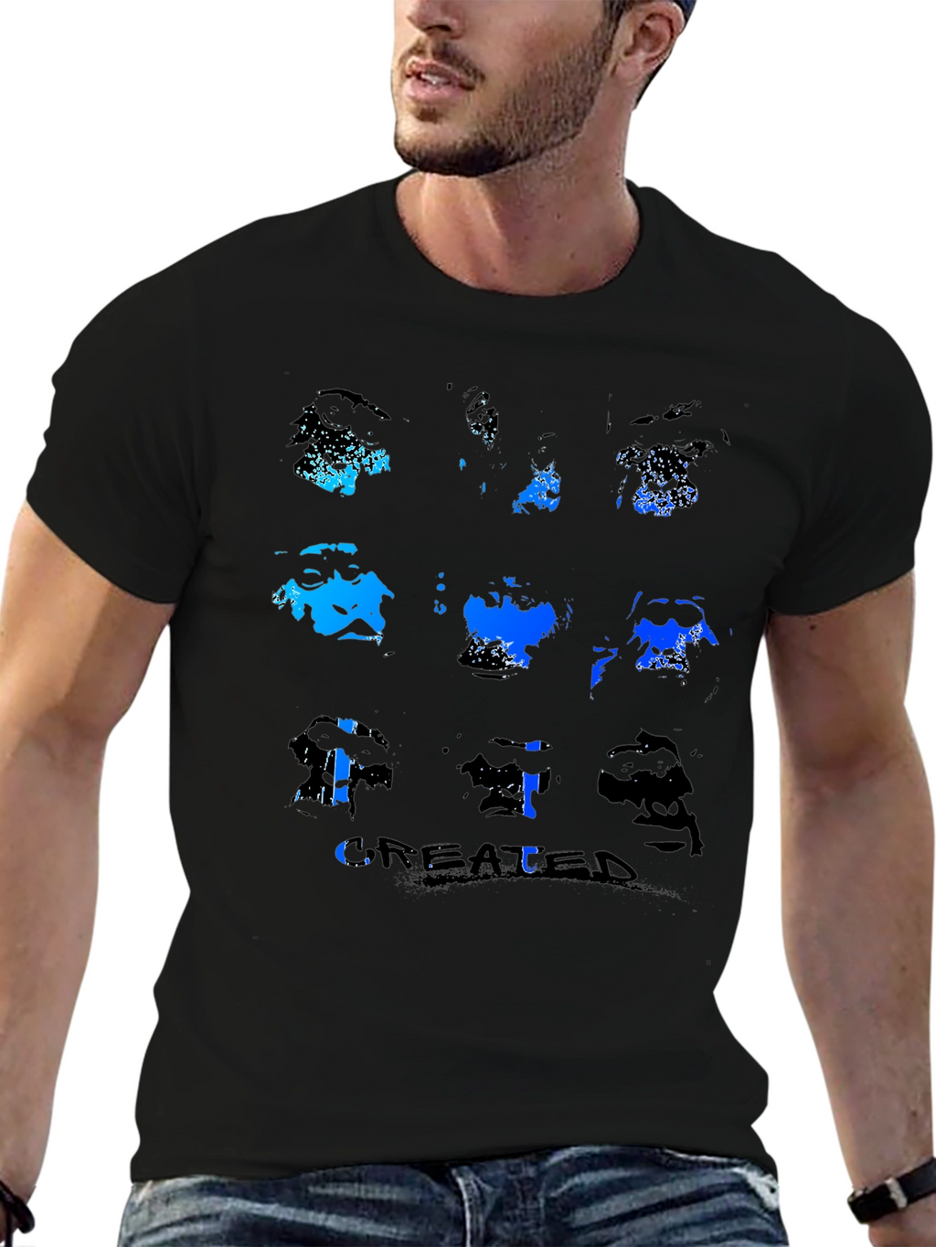 Abstract Faces Black T-Shirt