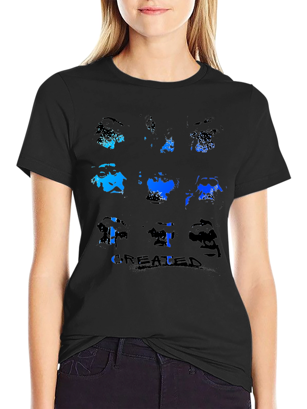 Abstract Faces Black T-Shirt