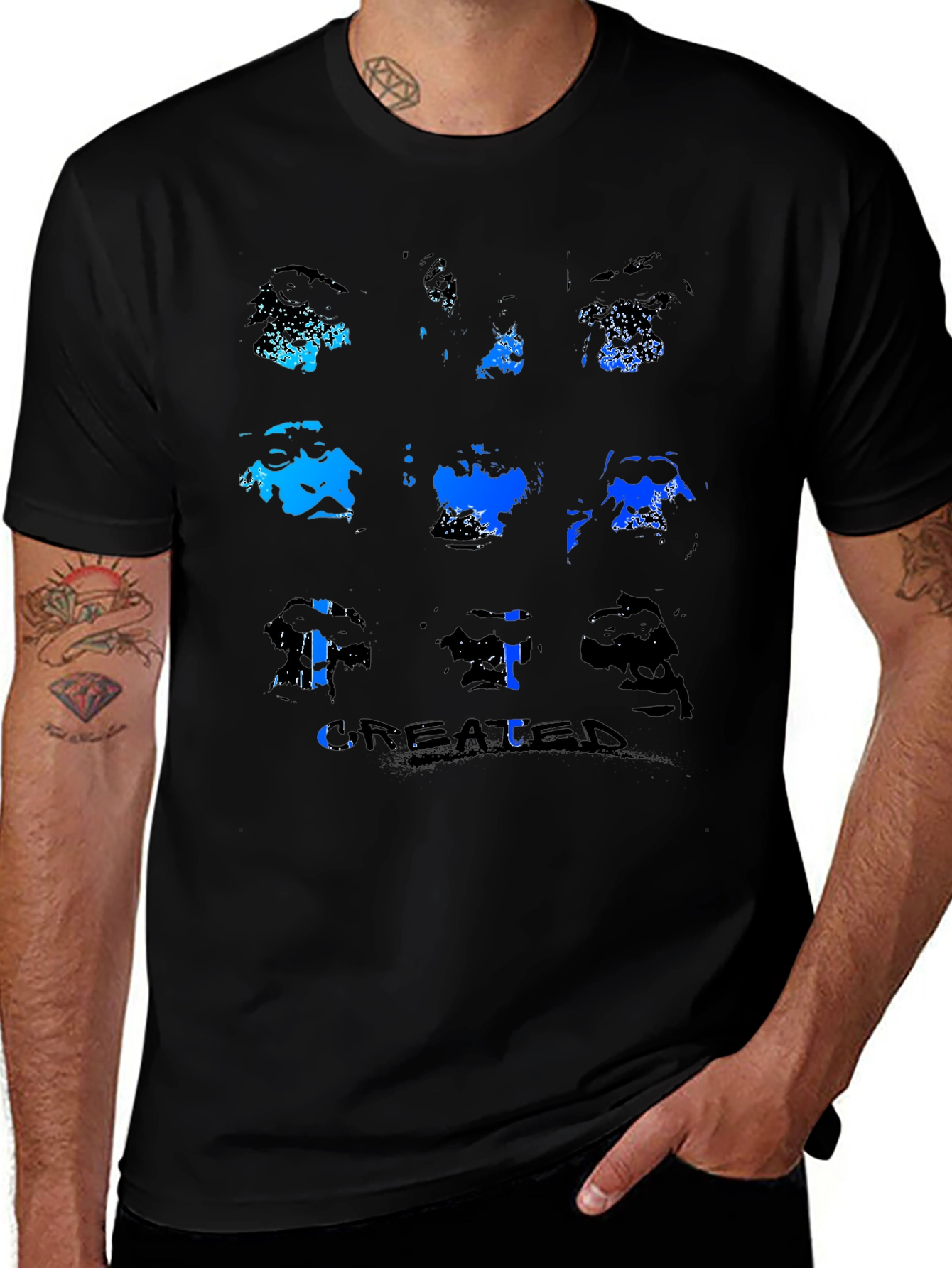 Abstract Faces Black T-Shirt