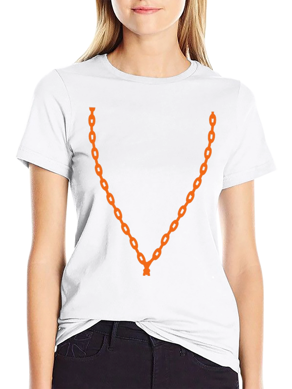 Orange Chain Graphic Black T-Shirt