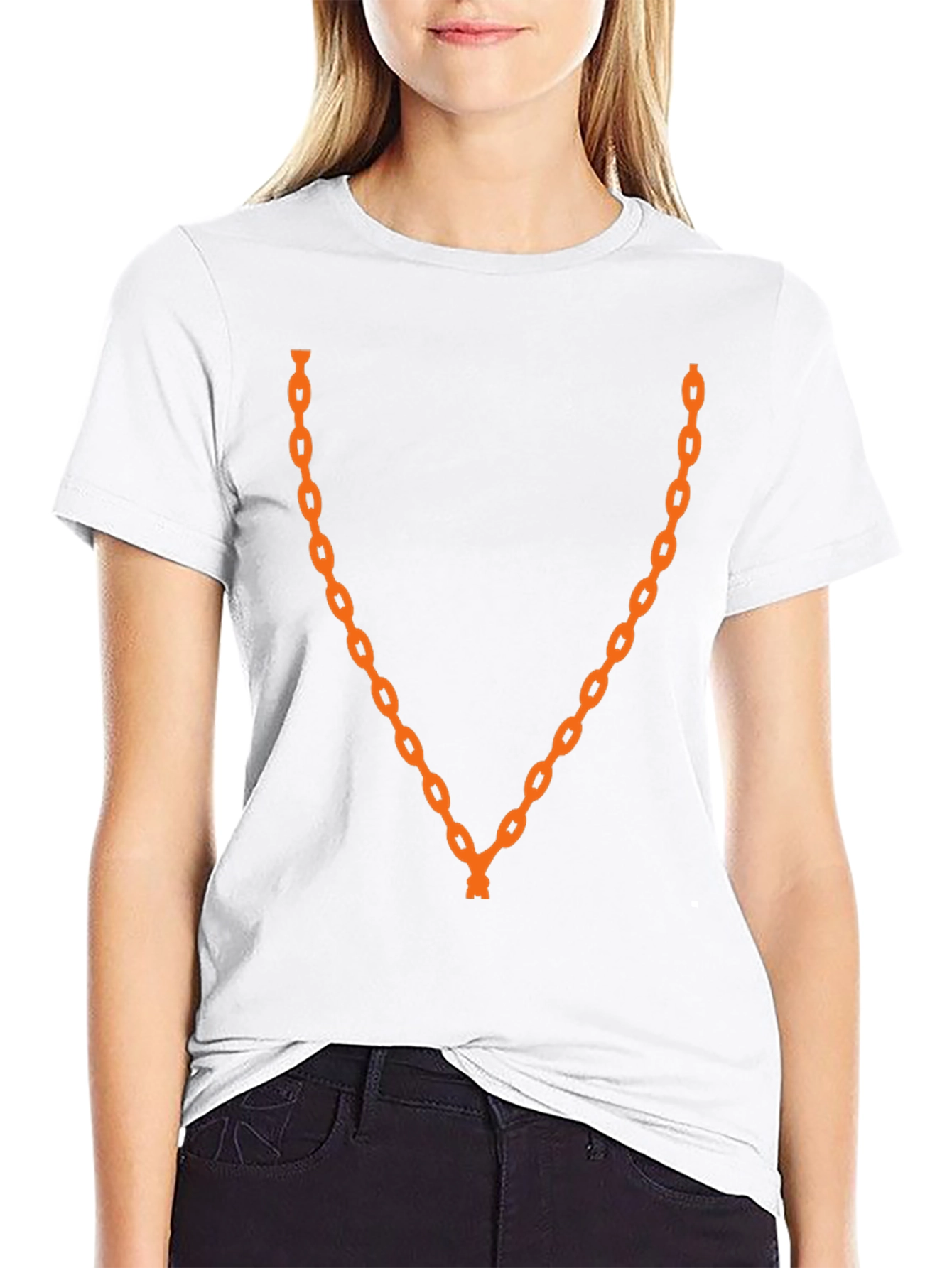 Orange Chain Graphic Black T-Shirt
