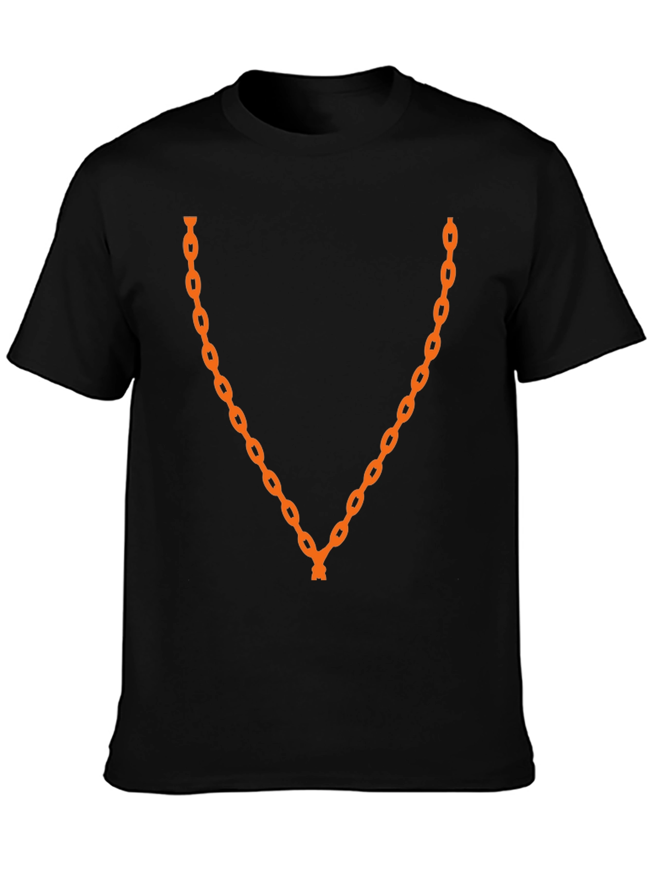 Orange Chain Graphic Black T-Shirt