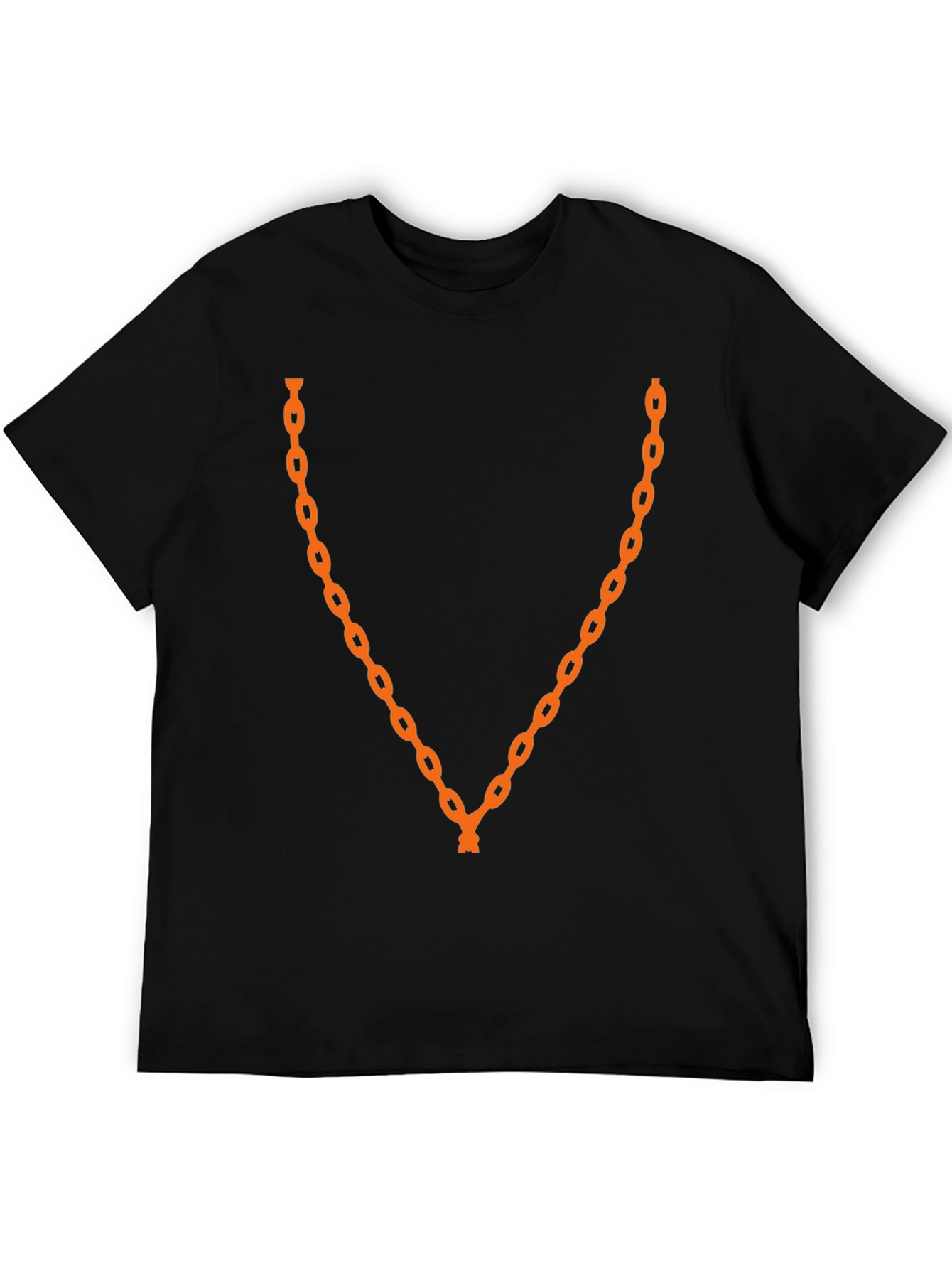 Orange Chain Graphic Black T-Shirt