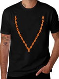 Orange Chain Graphic Black T-Shirt