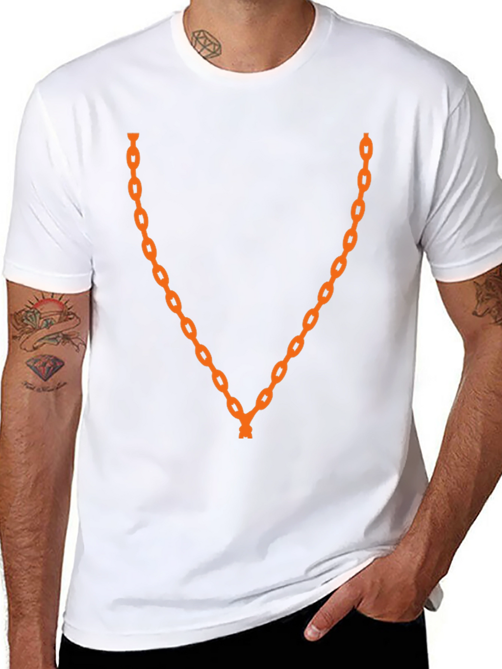 Orange Chain Graphic Black T-Shirt