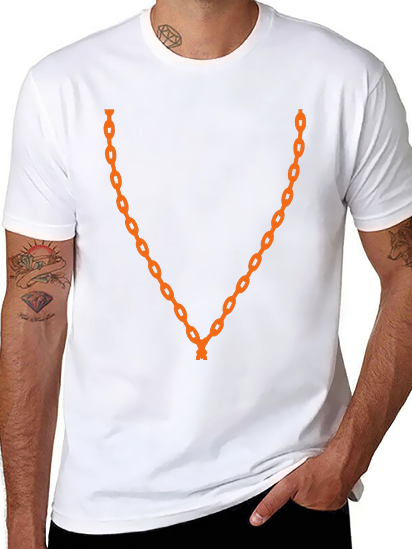 Orange Chain Graphic Black T-Shirt