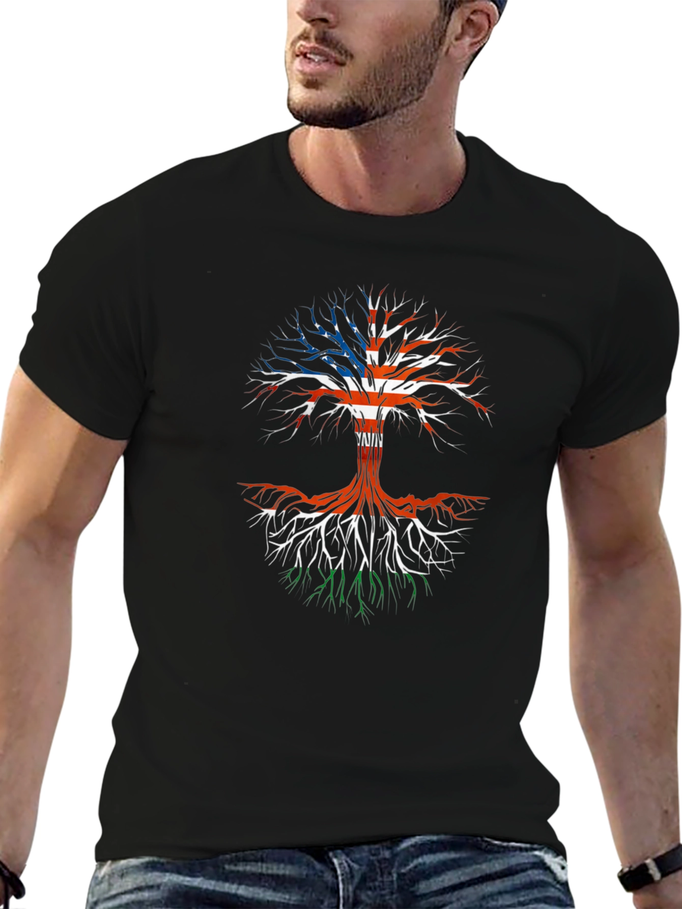 USA Ireland Roots Tree Graphic T-Shirt