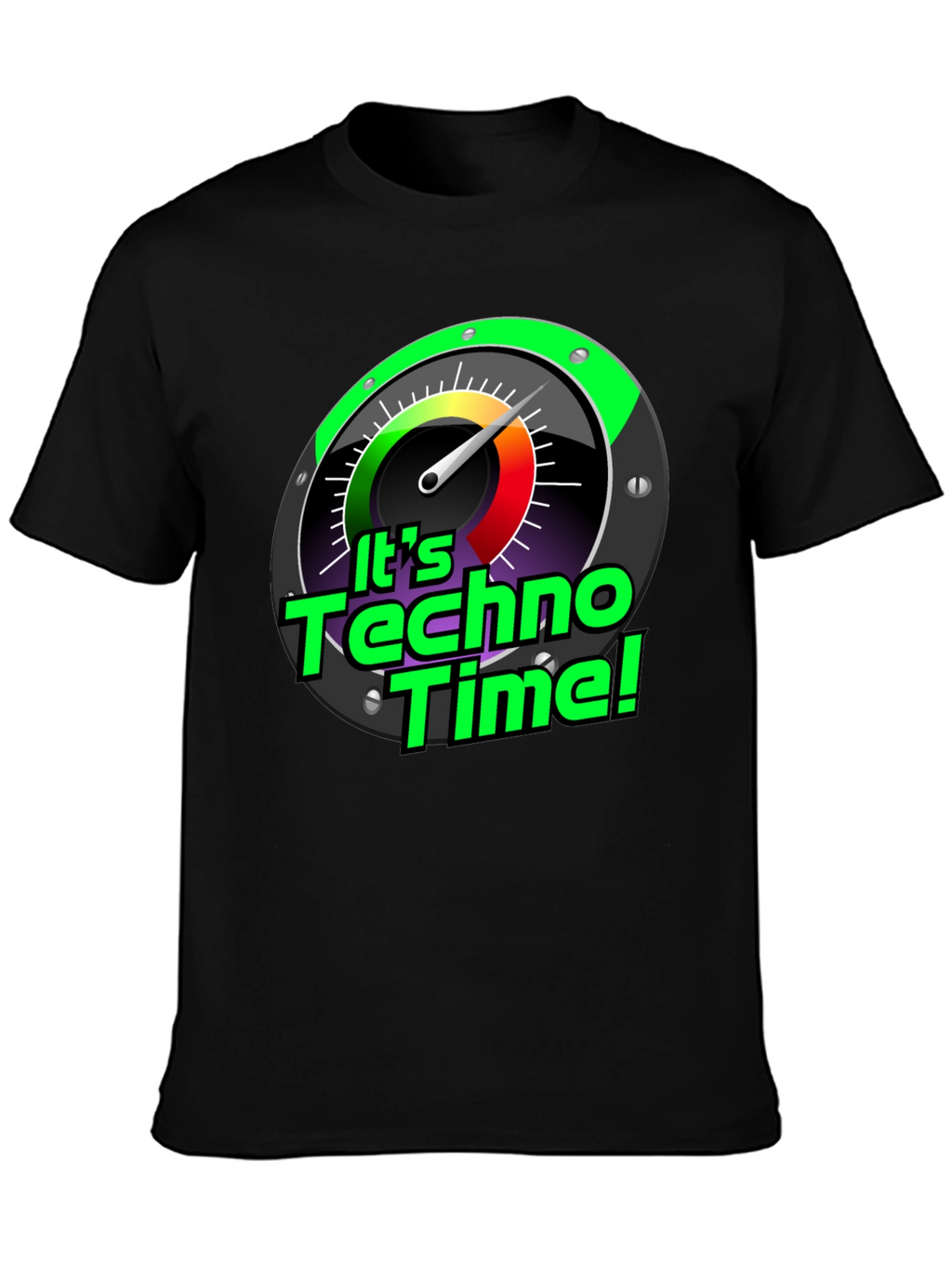 Its Techno Time! Graphic Black T-Shirt