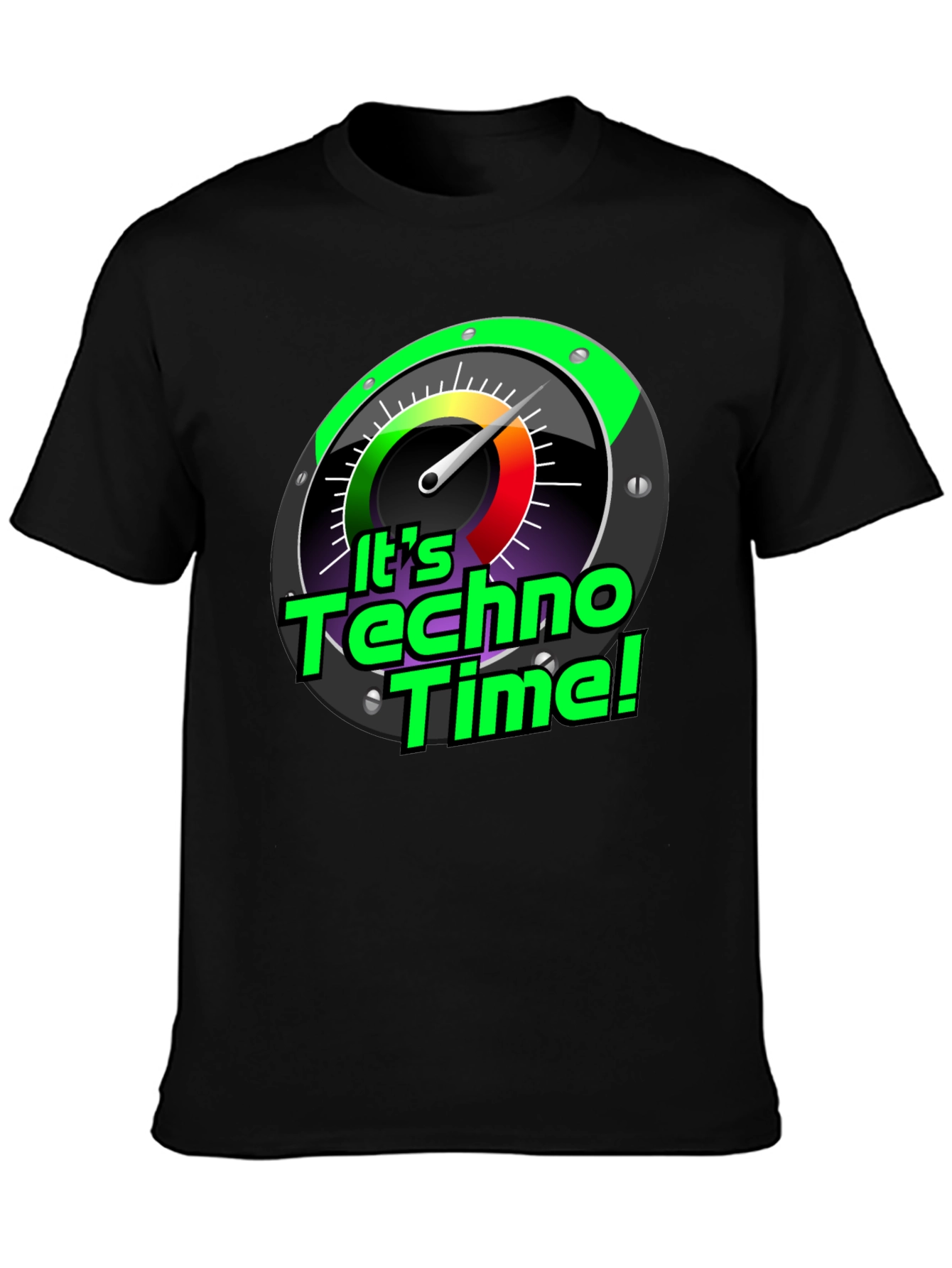 Its Techno Time! Graphic Black T-Shirt