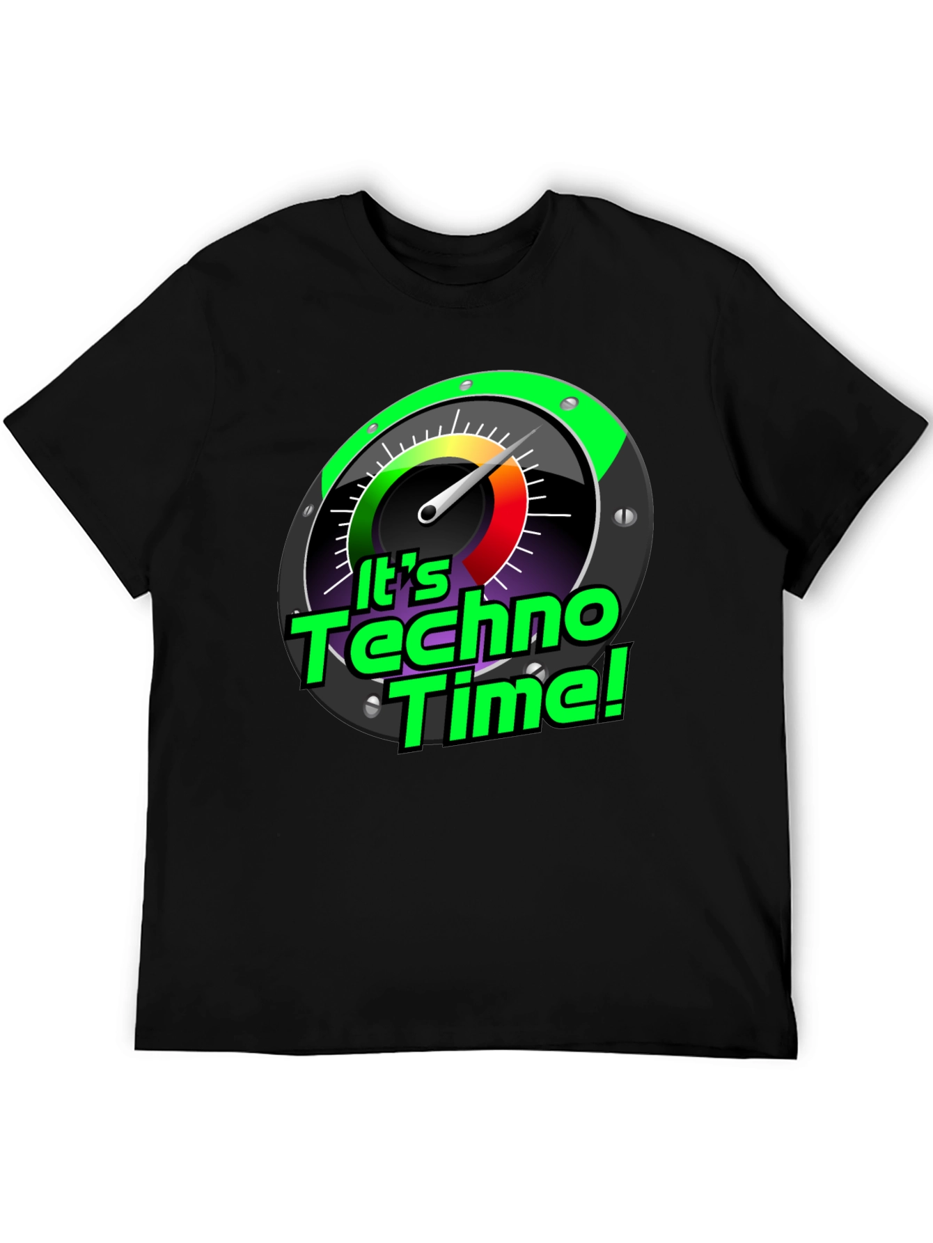 Its Techno Time! Graphic Black T-Shirt
