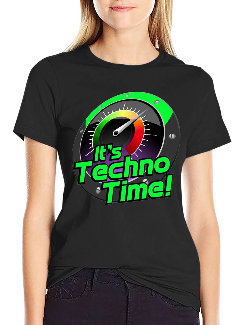 Its Techno Time! Graphic Black T-Shirt