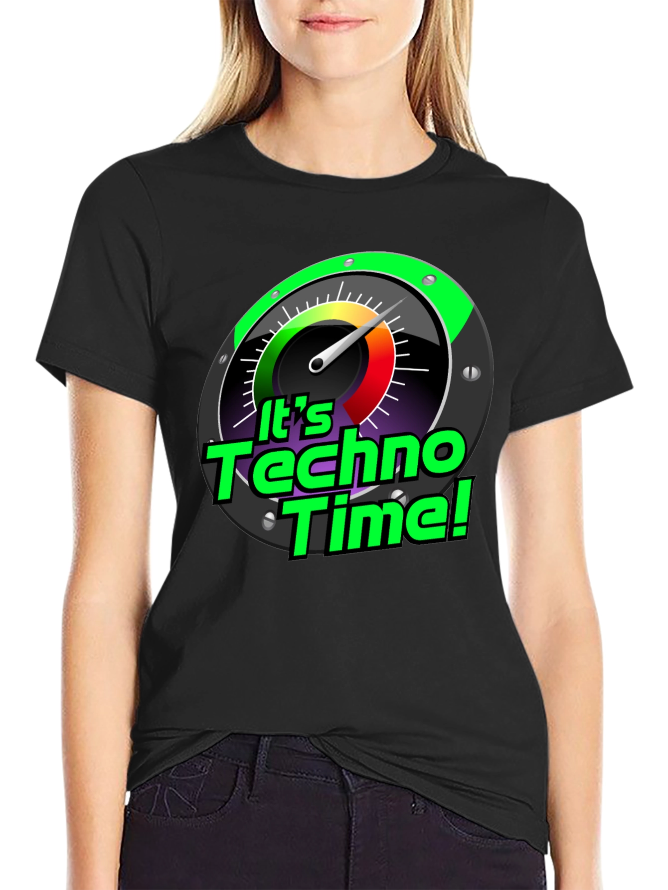 Its Techno Time! Graphic Black T-Shirt
