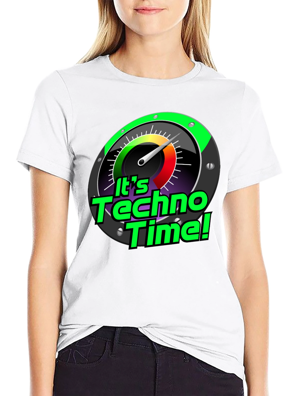 Its Techno Time! Graphic Black T-Shirt