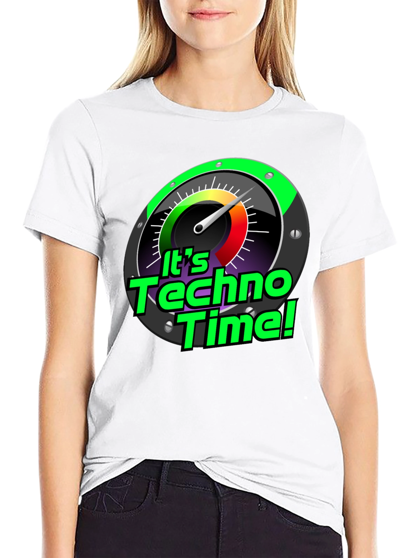 Its Techno Time! Graphic Black T-Shirt