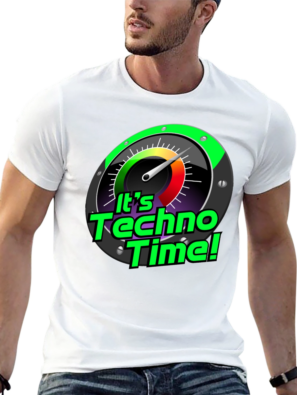Its Techno Time! Graphic Black T-Shirt