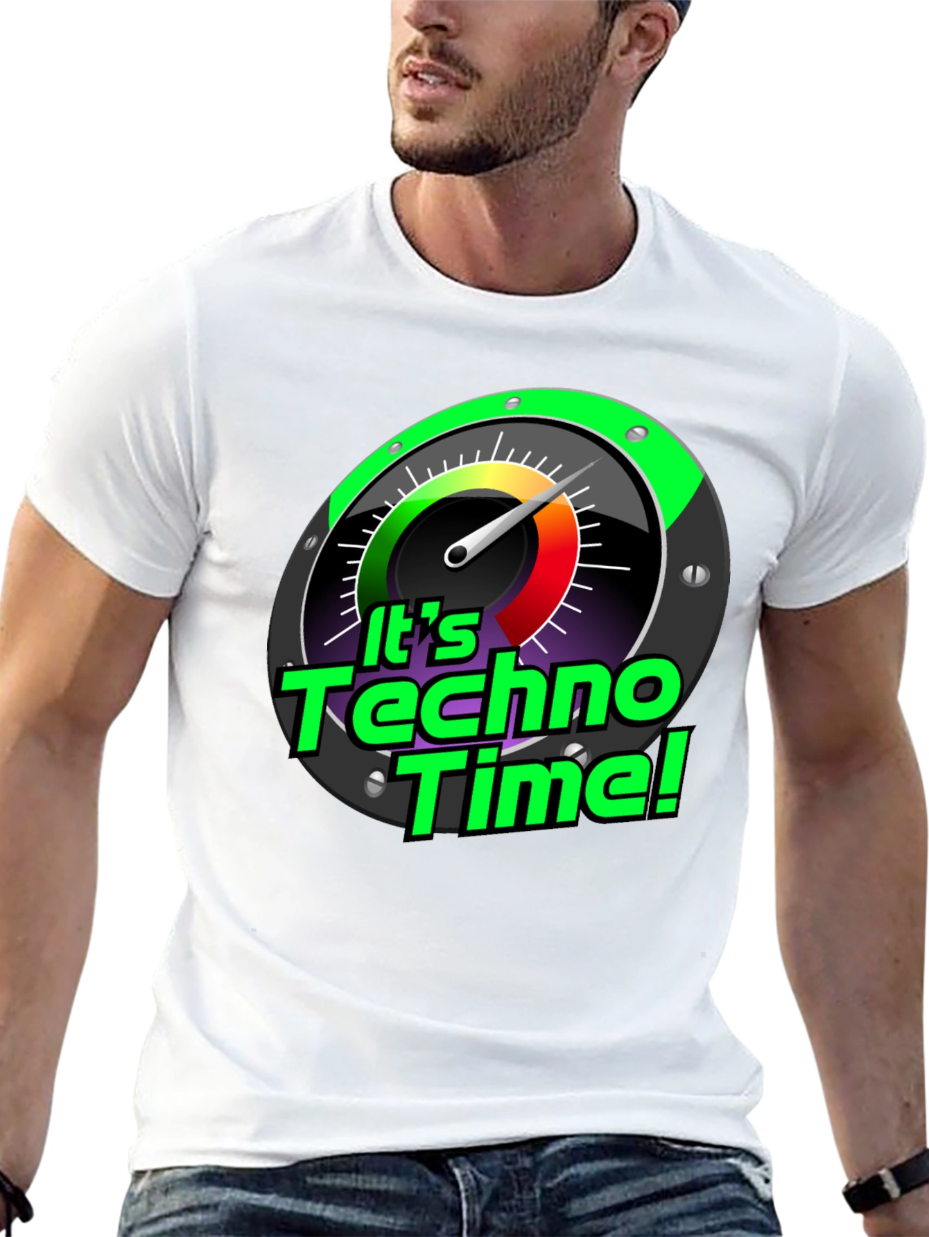 Its Techno Time! Graphic Black T-Shirt