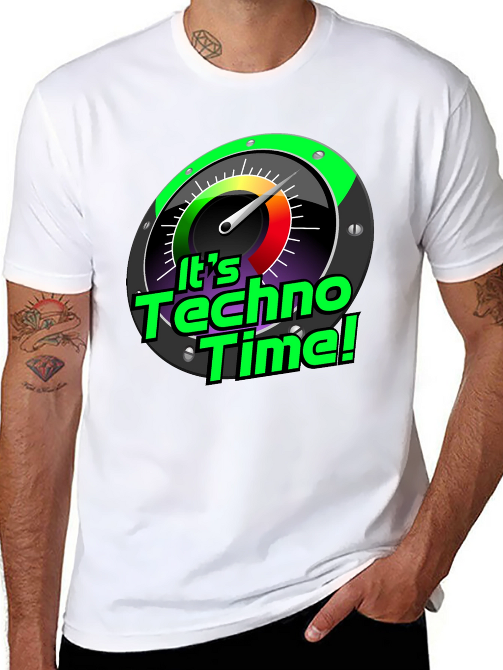 Its Techno Time! Graphic Black T-Shirt