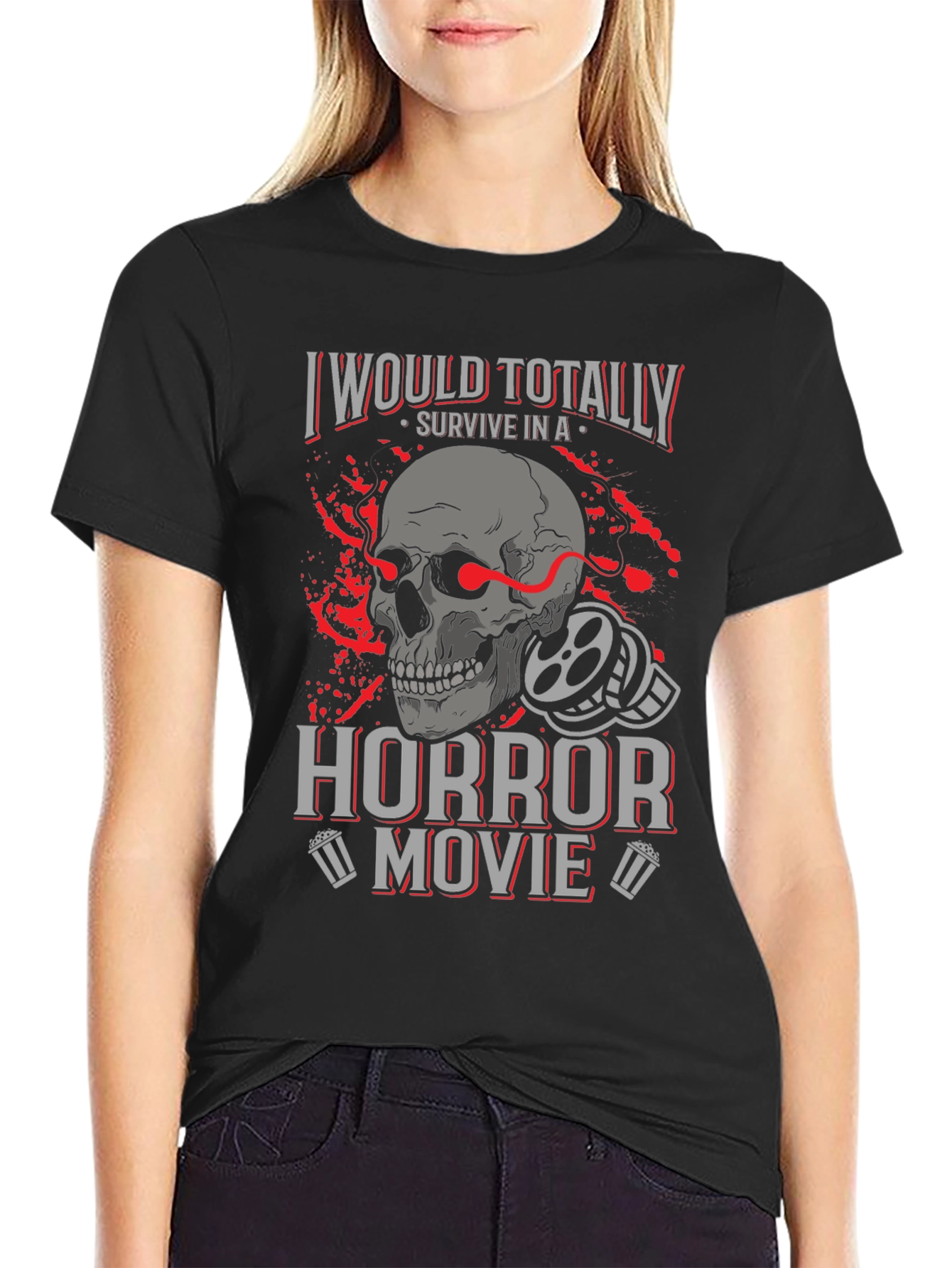 Horror Movie Fan T-Shirt - Skull Graphic Tee