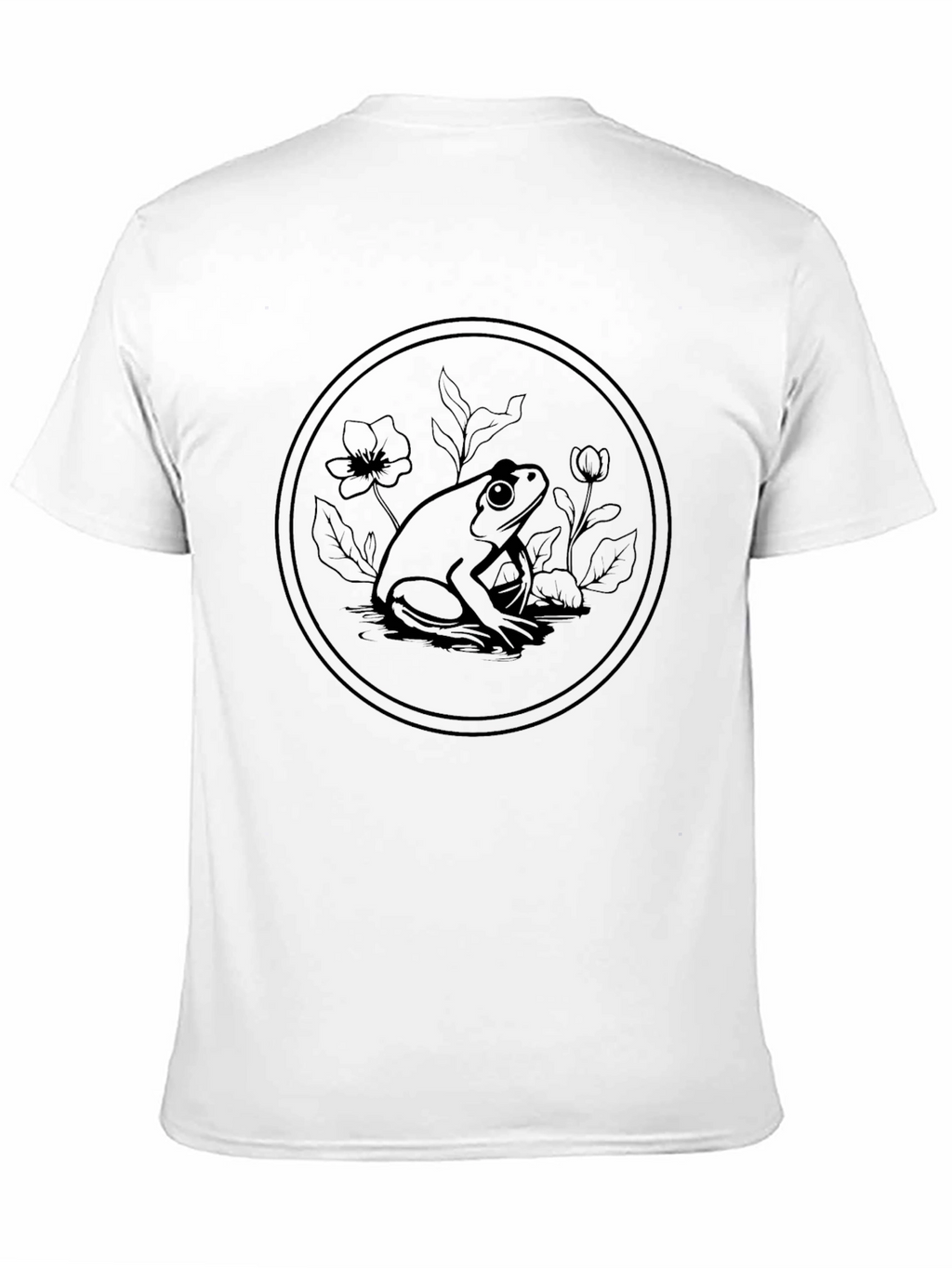 Frog & Flowers Graphic Tee - Black Cotton Blend
