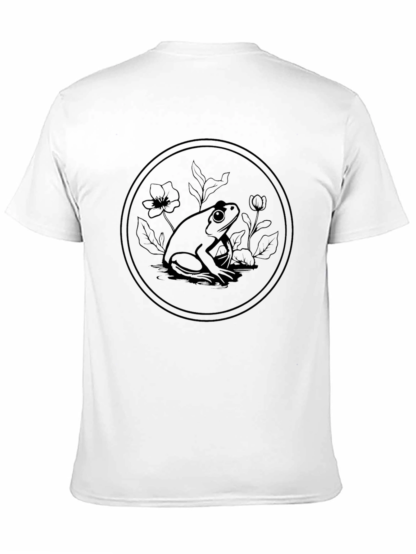 Frog & Flowers Graphic Tee - Black Cotton Blend
