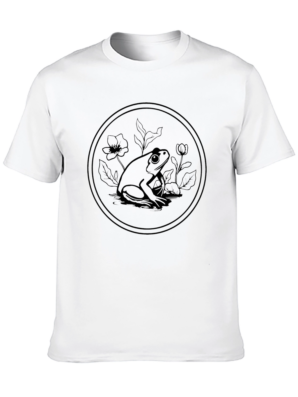 Frog & Flowers Graphic Tee - Black Cotton Blend