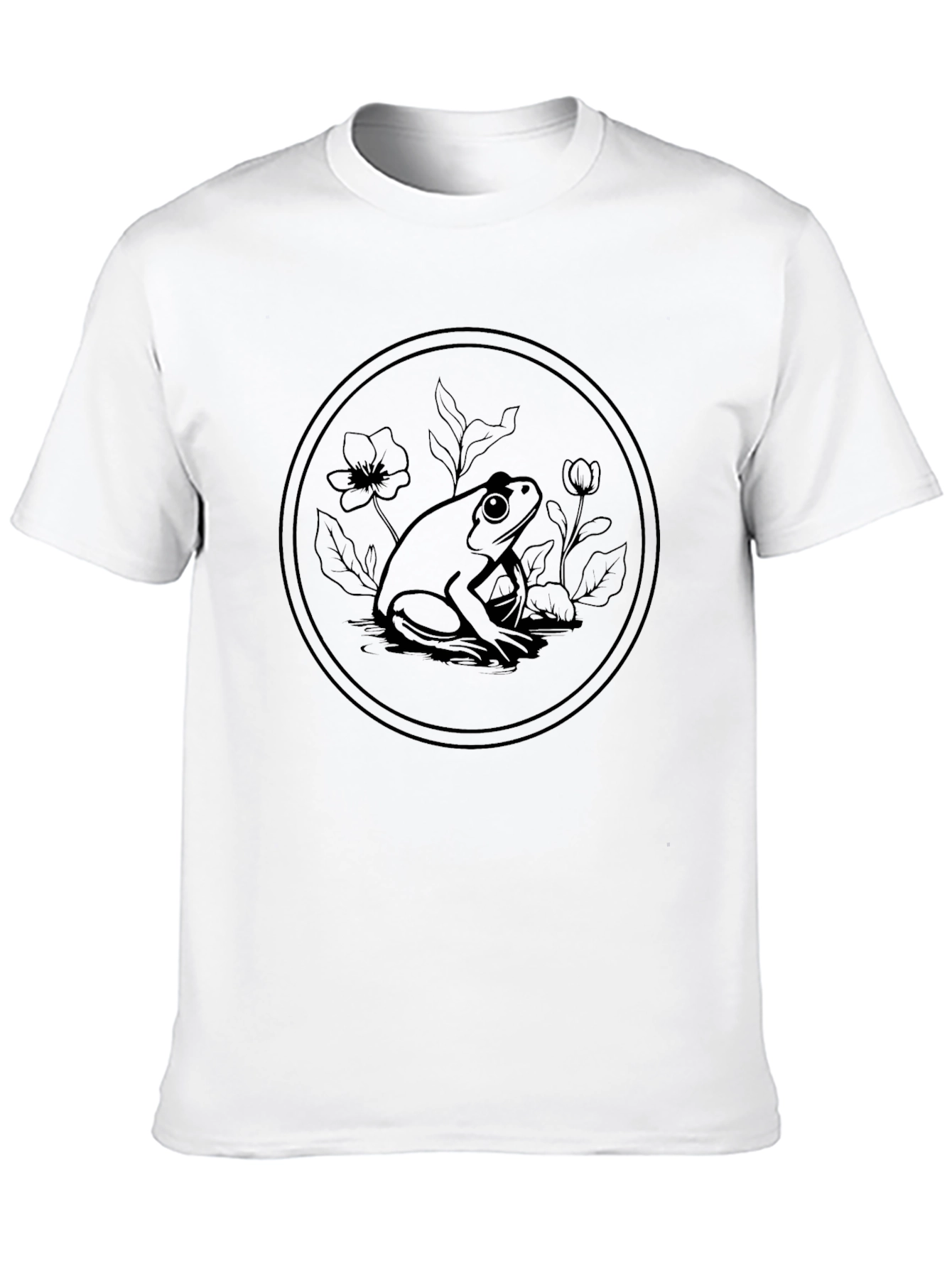 Frog & Flowers Graphic Tee - Black Cotton Blend