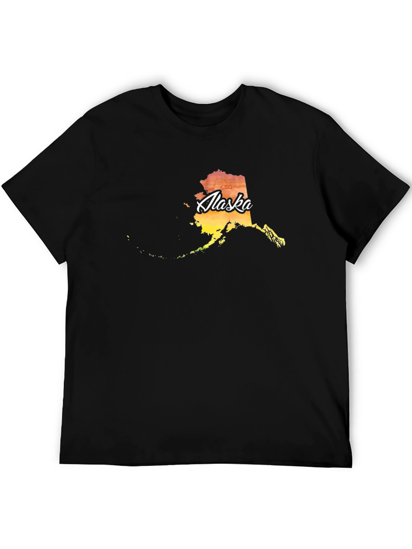 Alaska State Map Graphic Tee - Black Cotton Blend T-Shirt