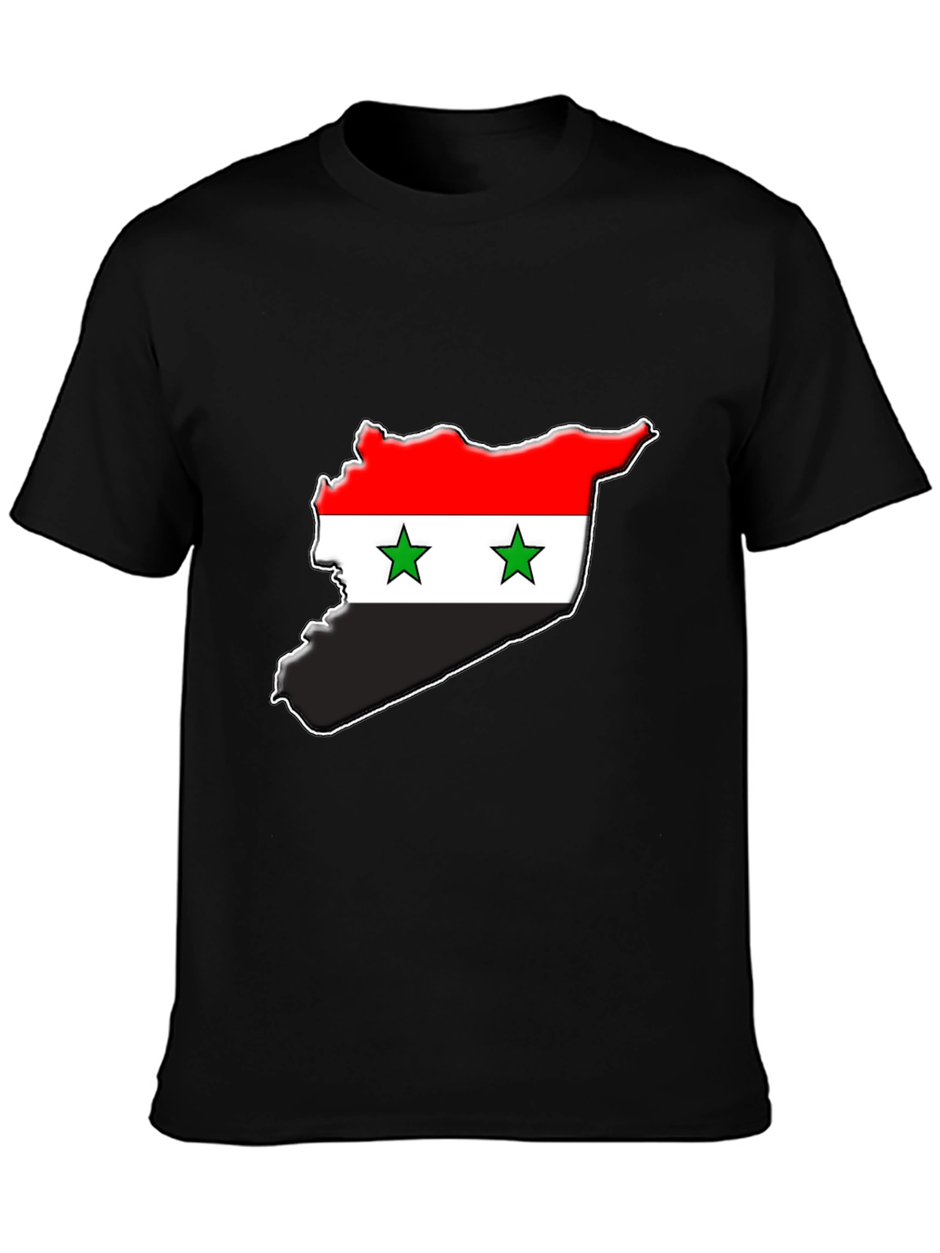 Syria Flag Map T-Shirt - Black