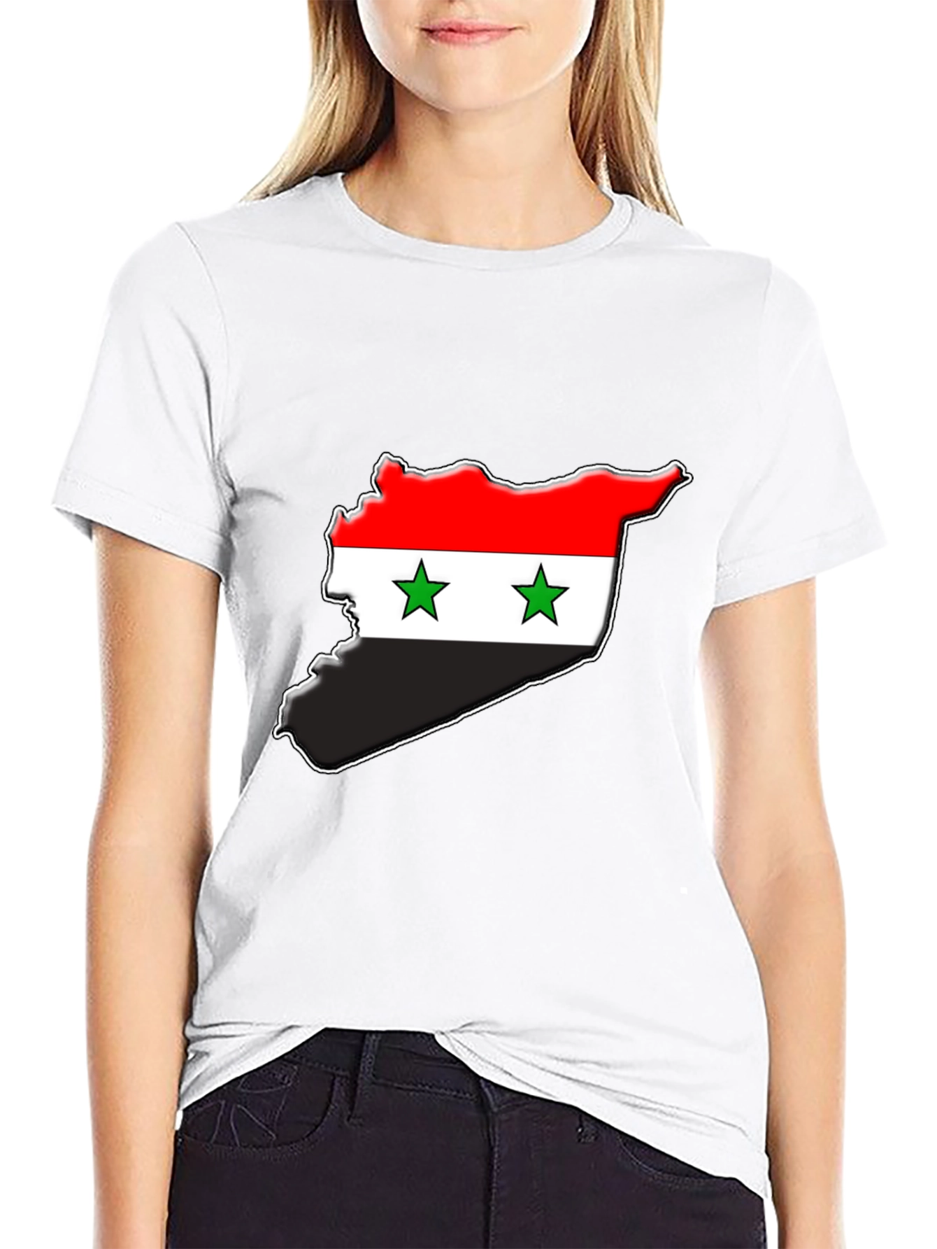 Syria Flag Map T-Shirt - Black