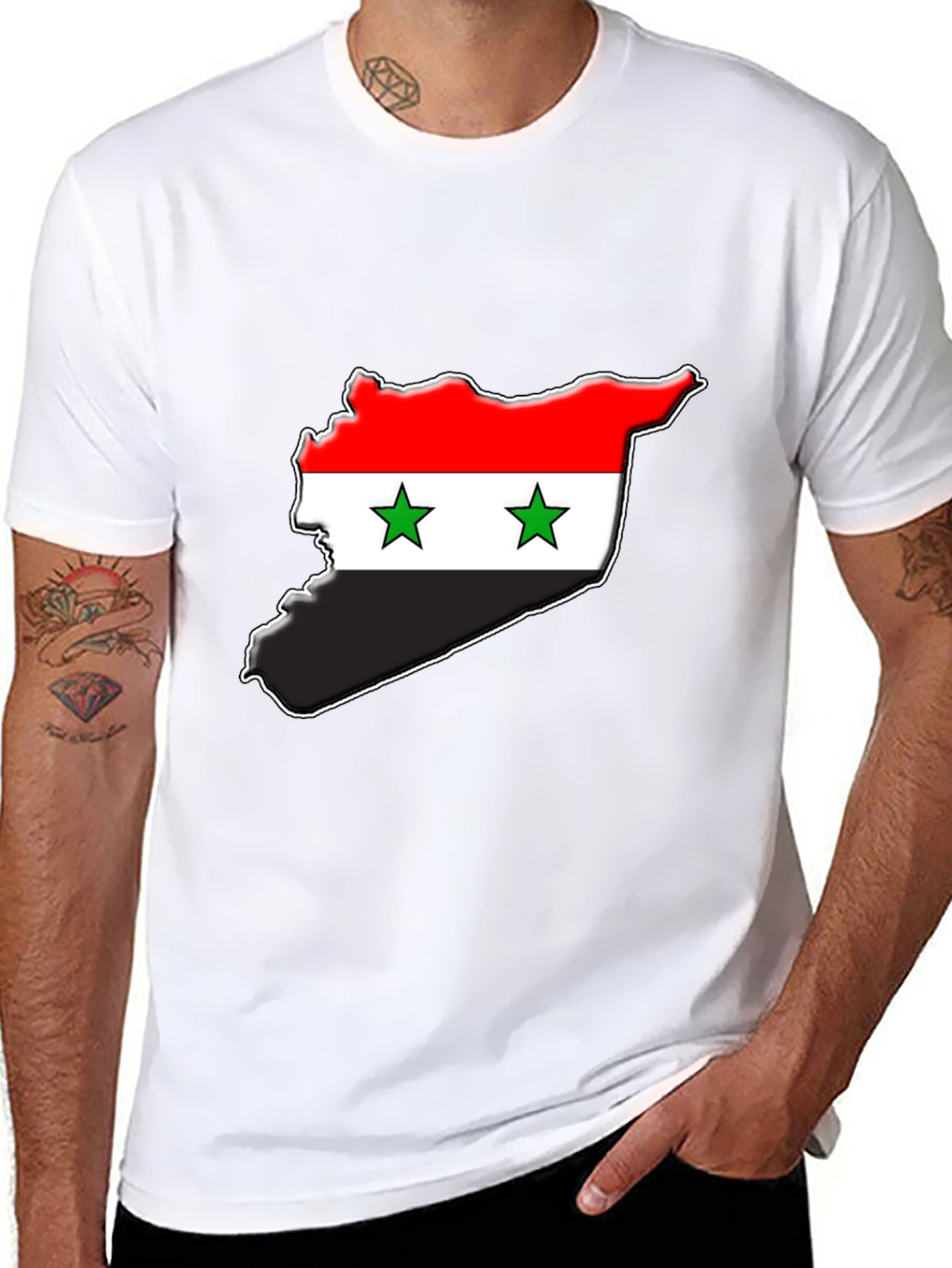 Syria Flag Map T-Shirt - Black