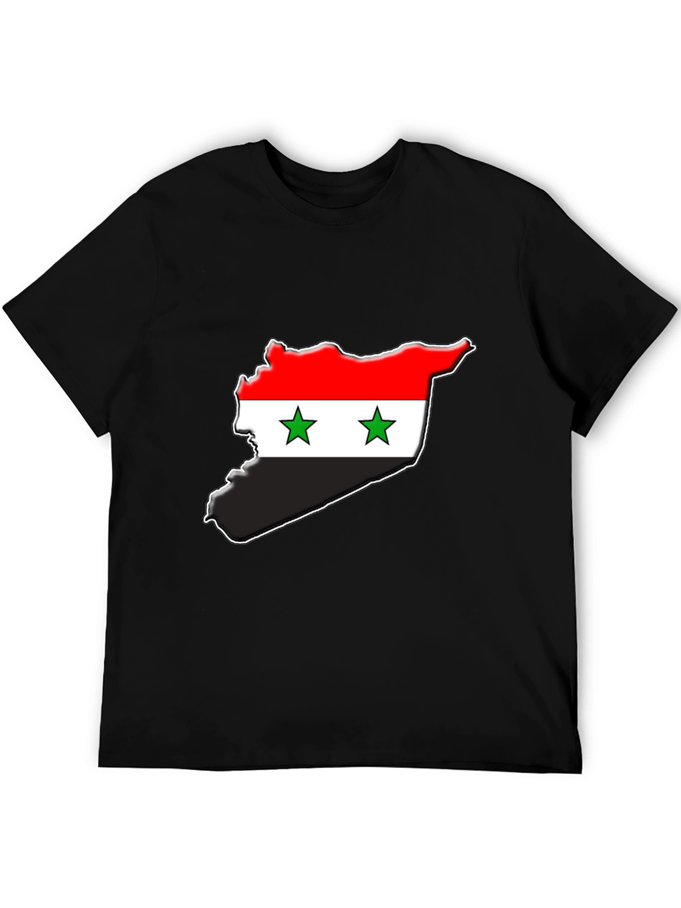 Syria Flag Map T-Shirt - Black