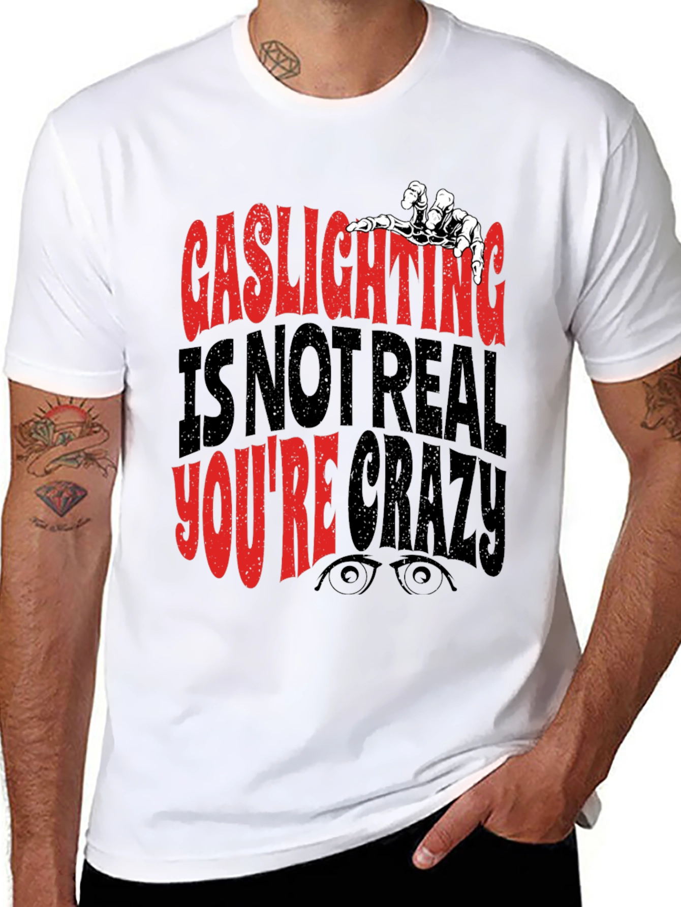 Gaslighting T-Shirt - Youre Crazy Skeleton Hand Tee