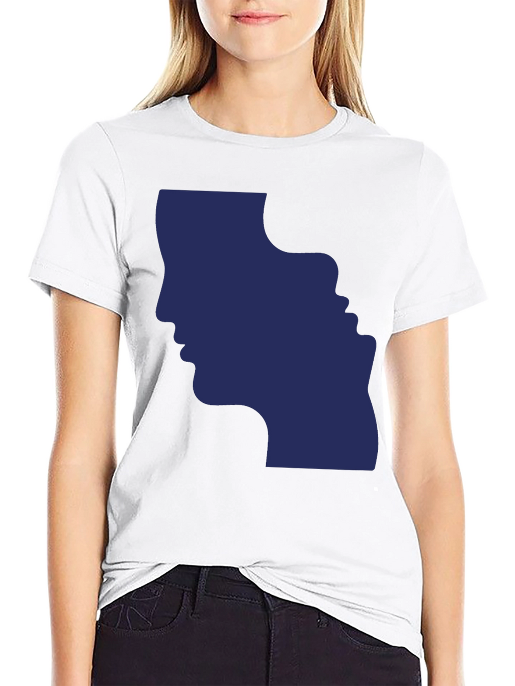 Optical Illusion Faces Black Graphic Tee
