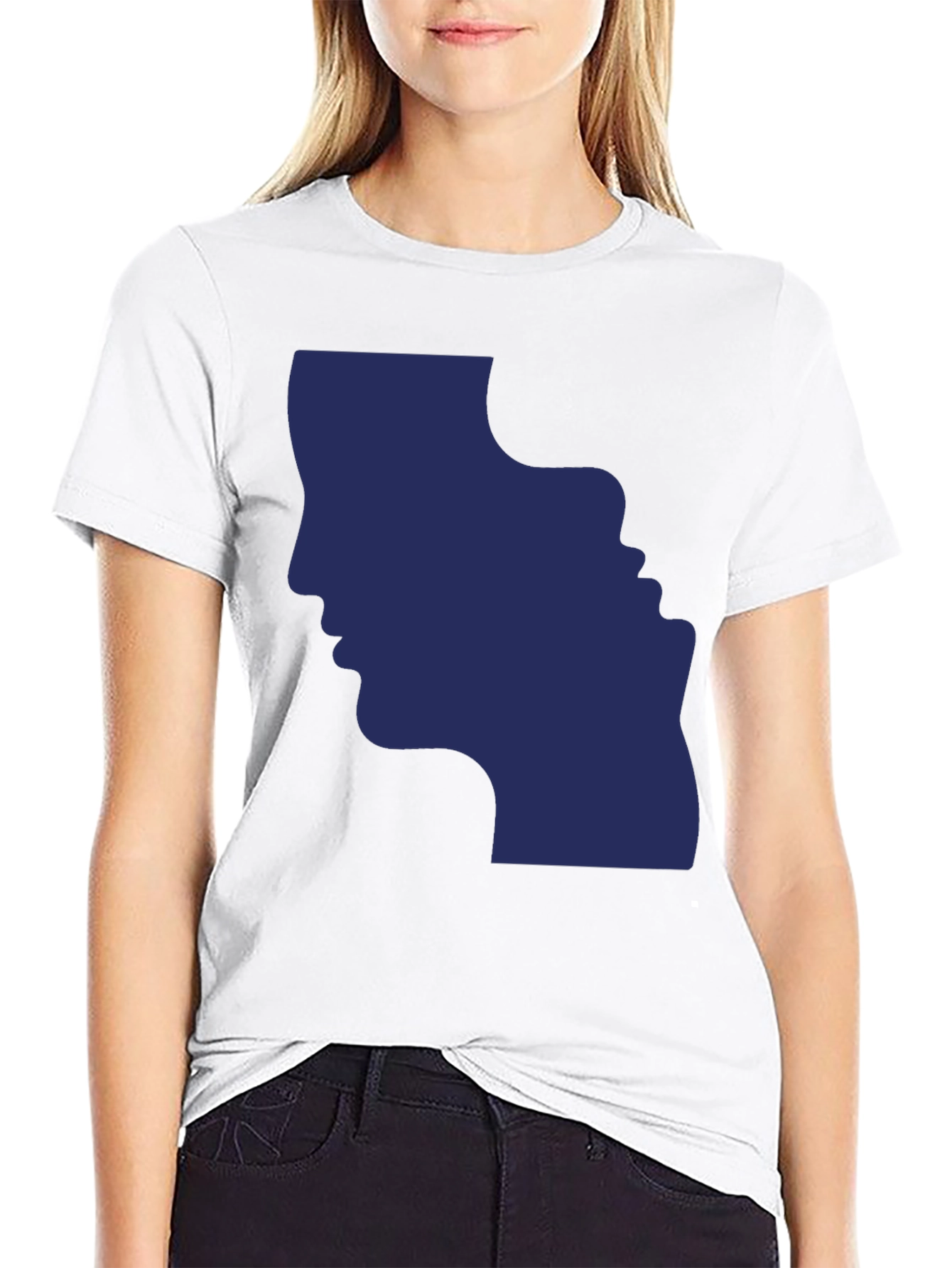 Optical Illusion Faces Black Graphic Tee