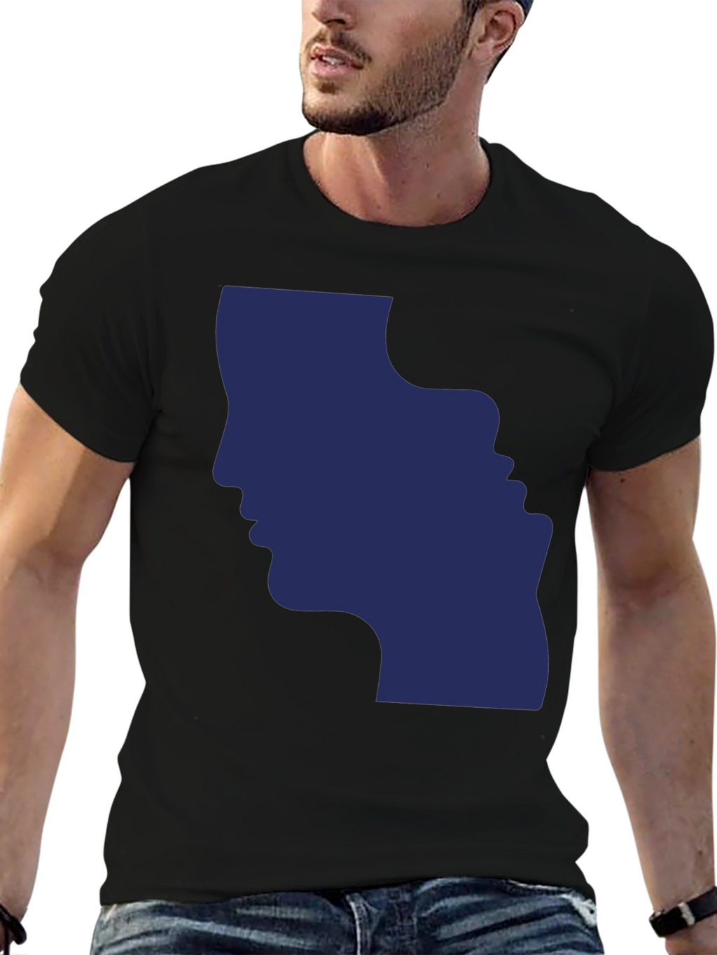 Optical Illusion Faces Black Graphic Tee