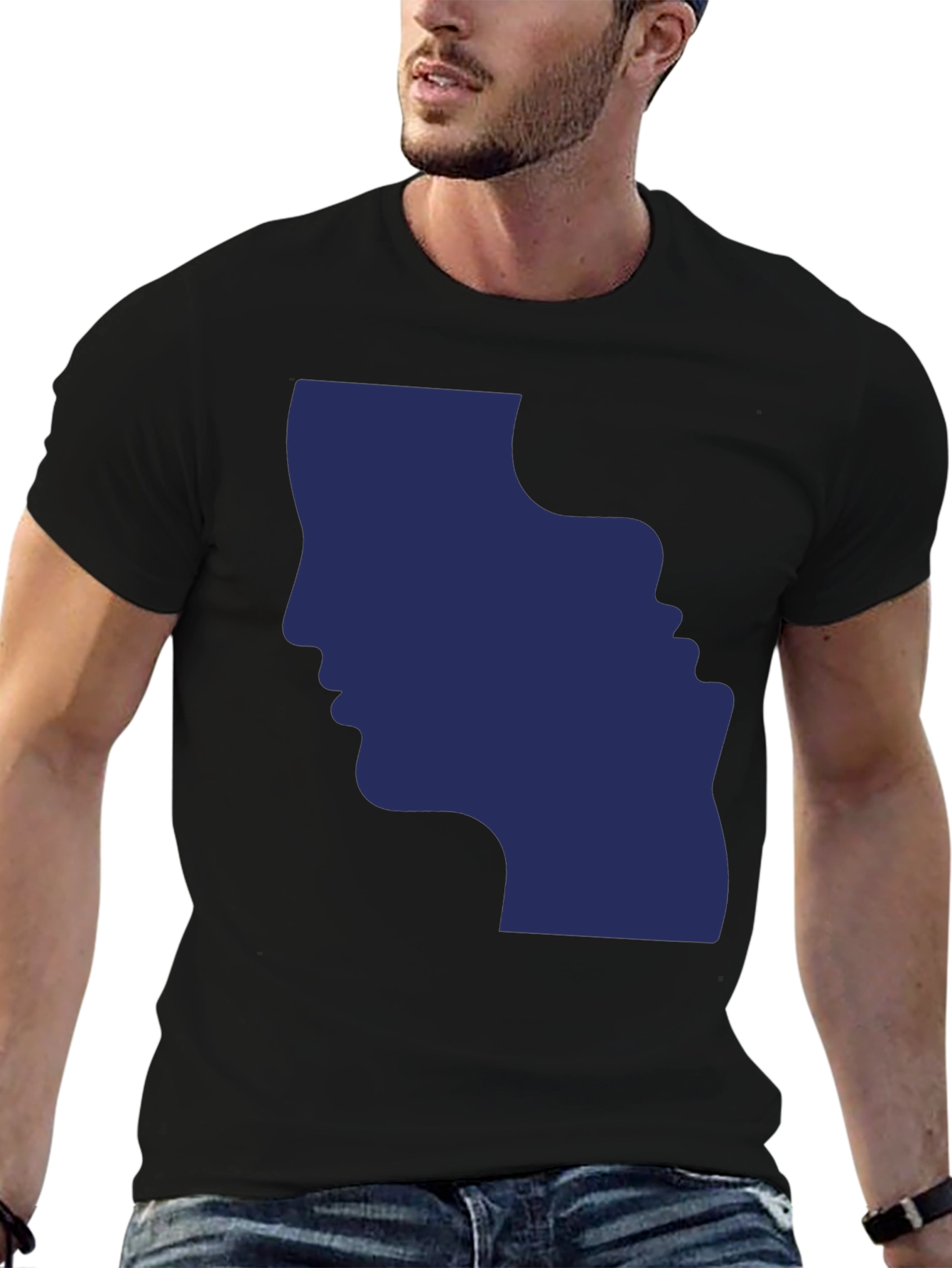 Optical Illusion Faces Black Graphic Tee