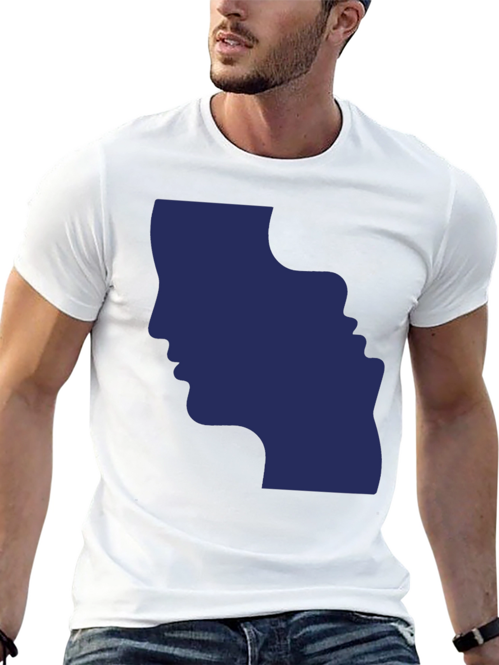 Optical Illusion Faces Black Graphic Tee