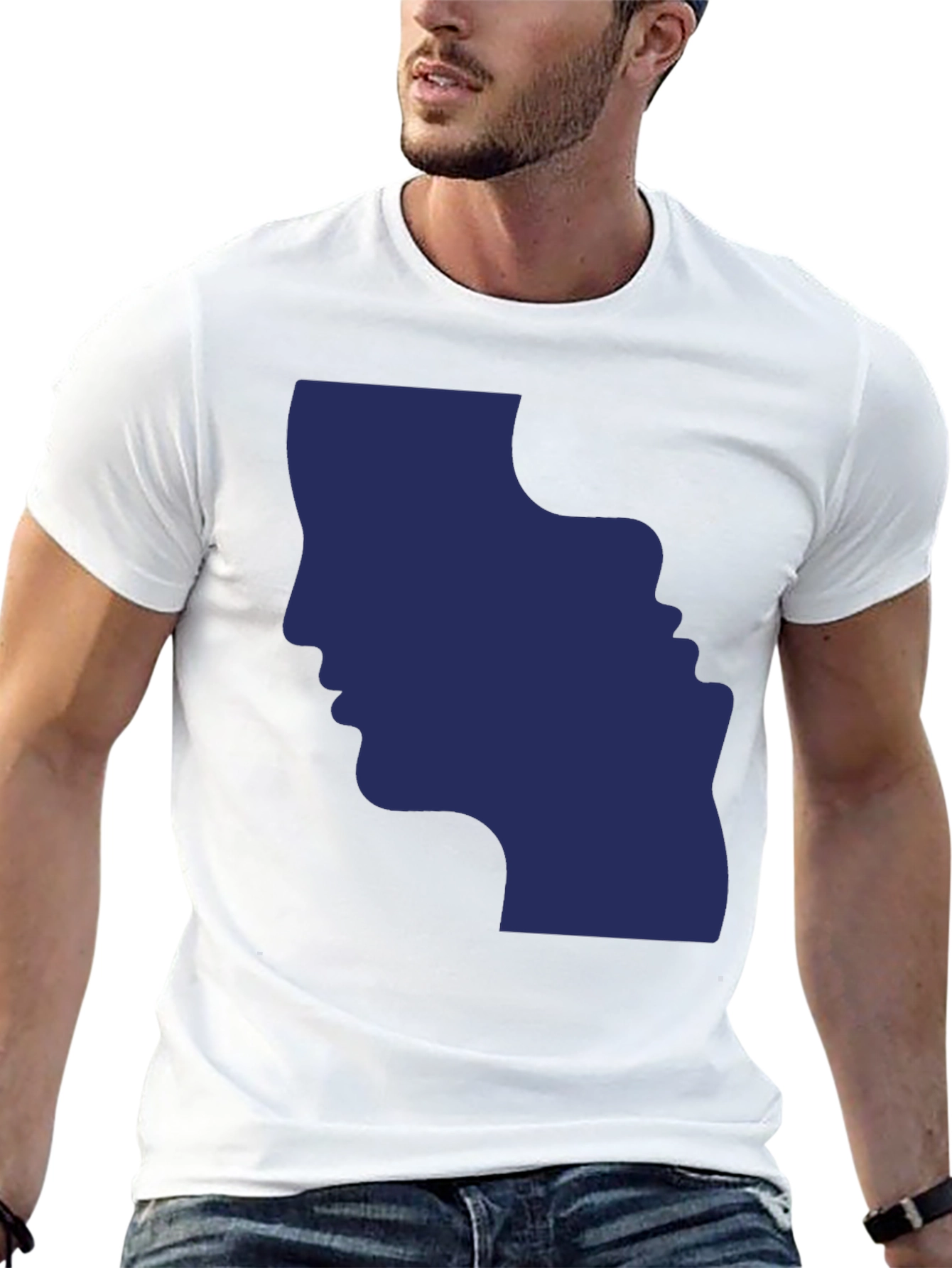 Optical Illusion Faces Black Graphic Tee