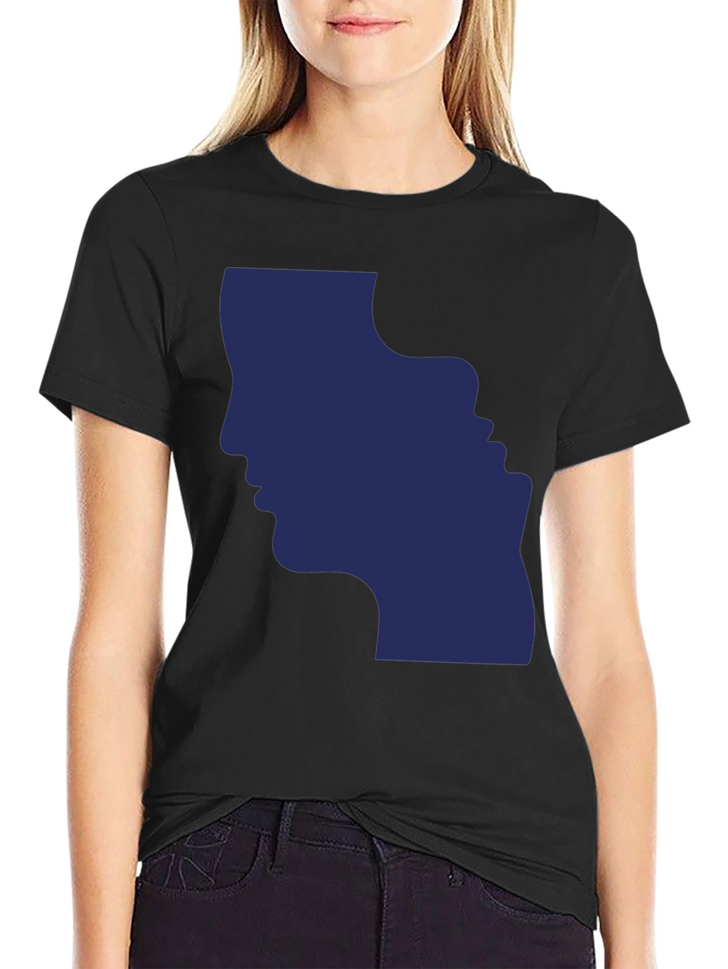 Optical Illusion Faces Black Graphic Tee