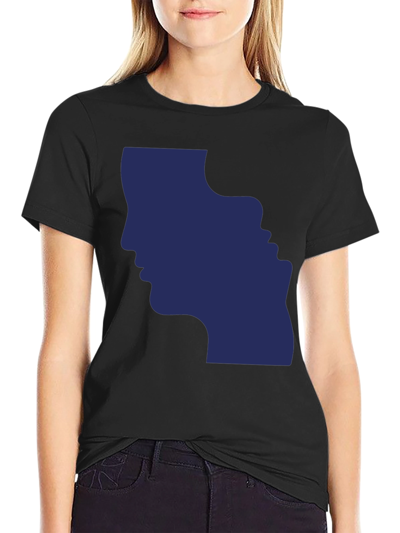 Optical Illusion Faces Black Graphic Tee