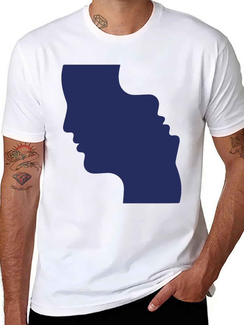Optical Illusion Faces Black Graphic Tee