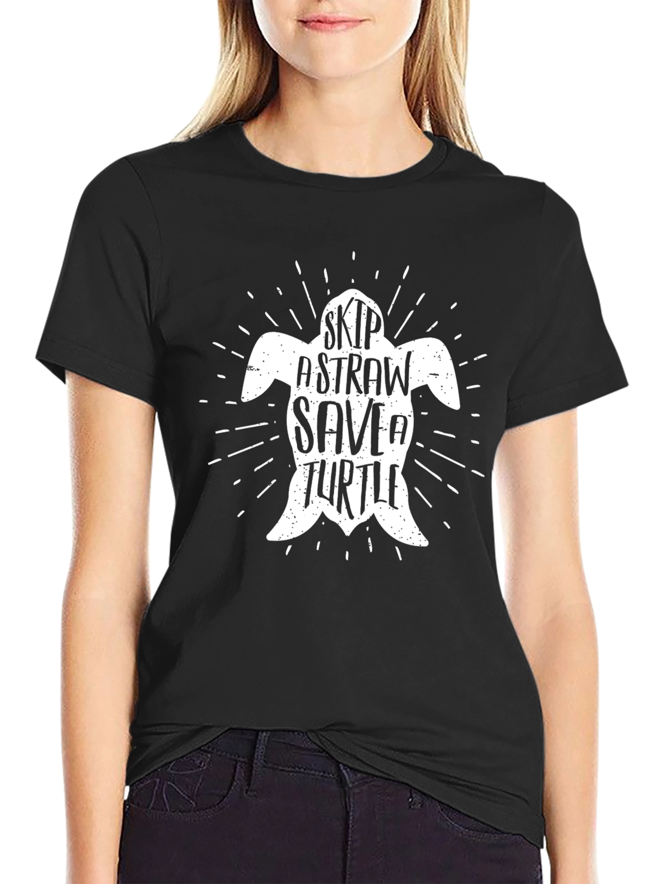 Skip A Straw Save A Turtle Graphic T-Shirt