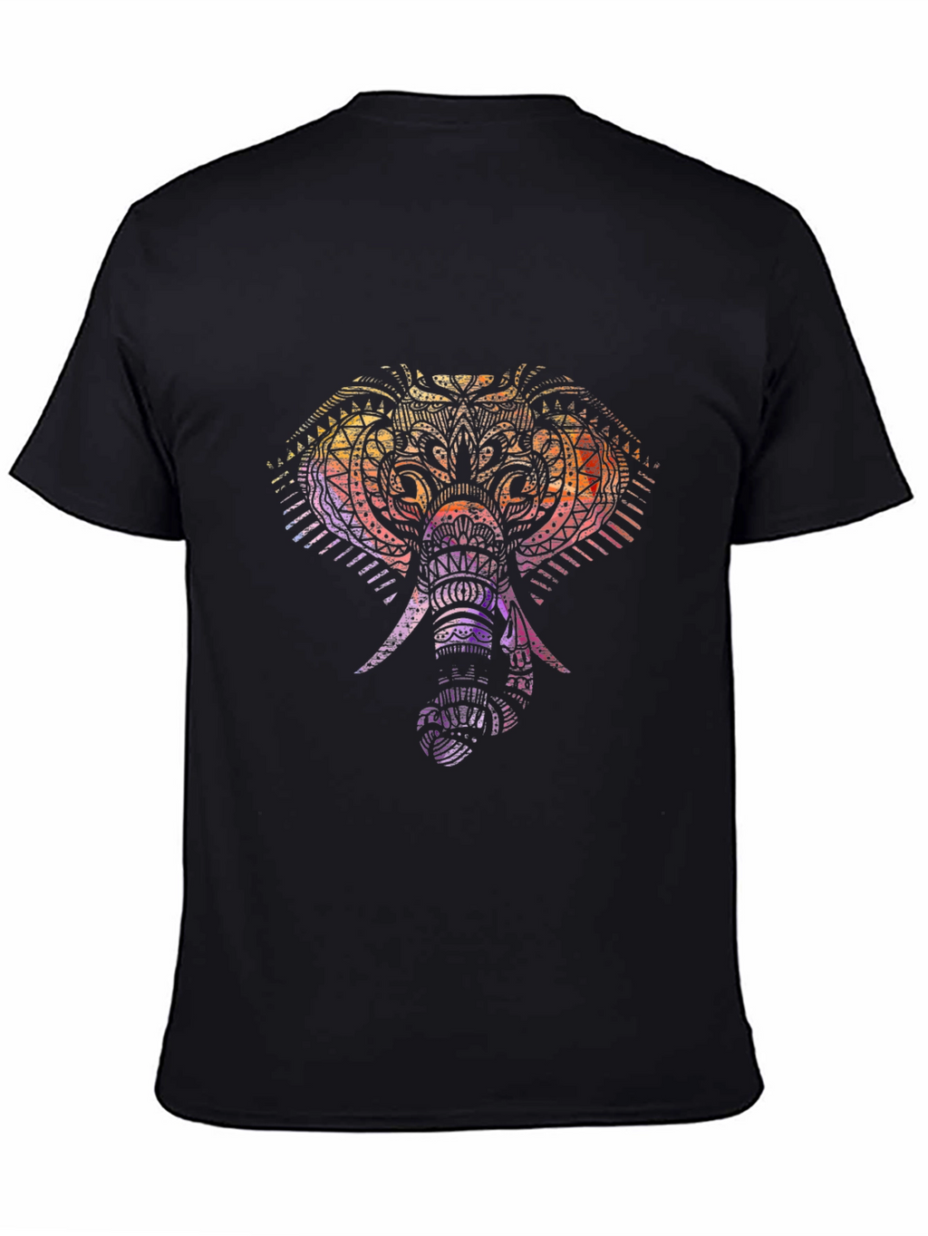 Elephant Mandala Graphic Tee - Soft Black Cotton Shirt
