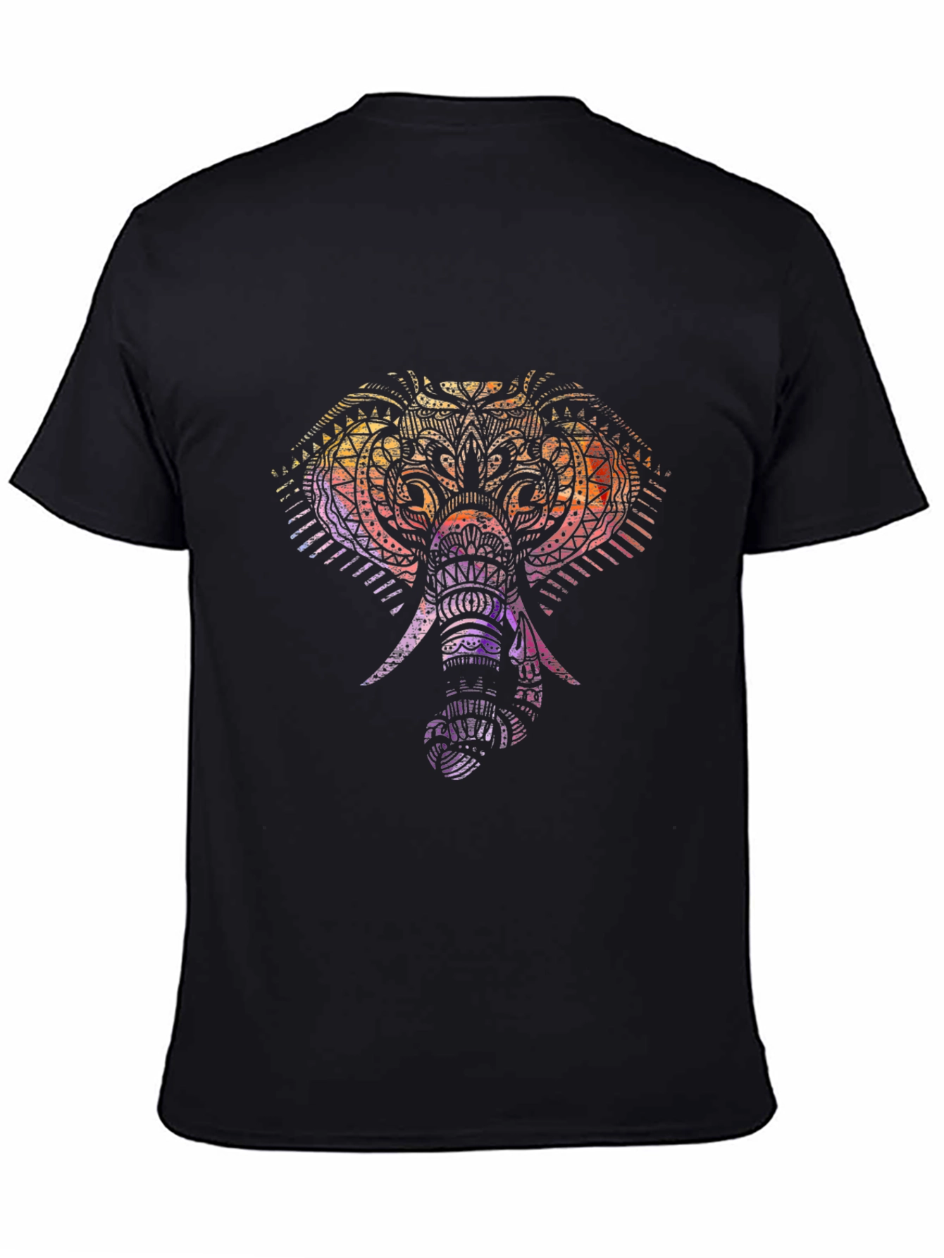 Elephant Mandala Graphic Tee - Soft Black Cotton Shirt