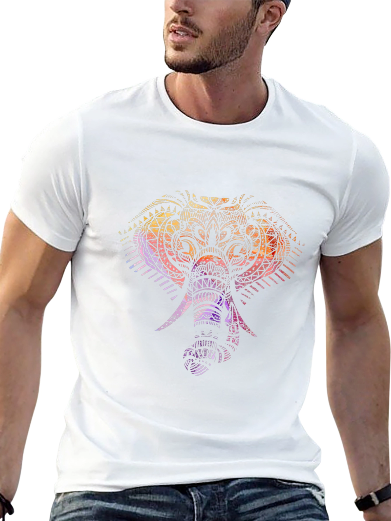 Elephant Mandala Graphic Tee - Soft Black Cotton Shirt