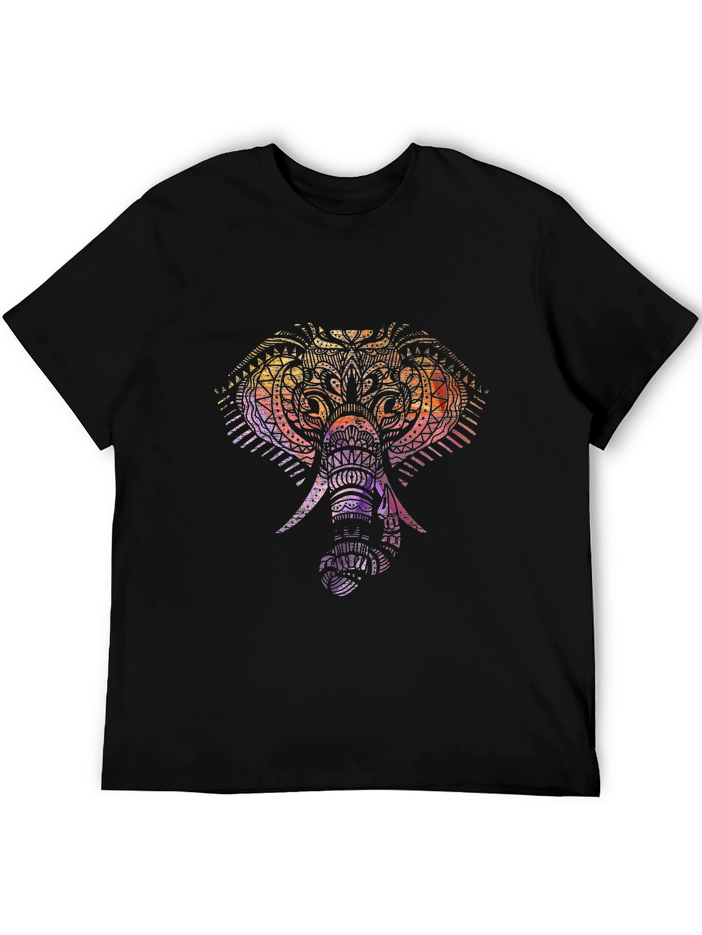 Elephant Mandala Graphic Tee - Soft Black Cotton Shirt