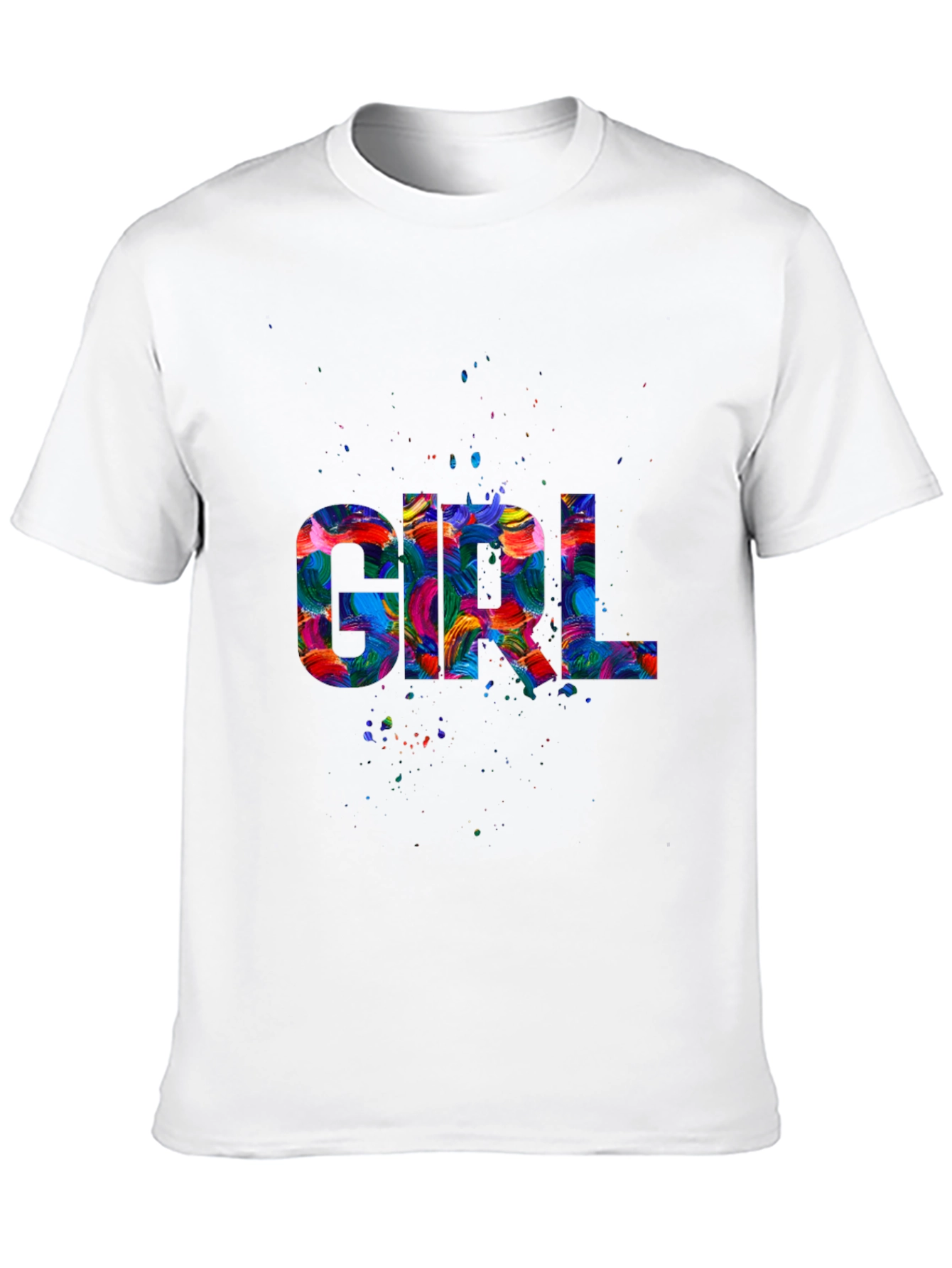 Colorful Girl Graphic Black T-Shirt