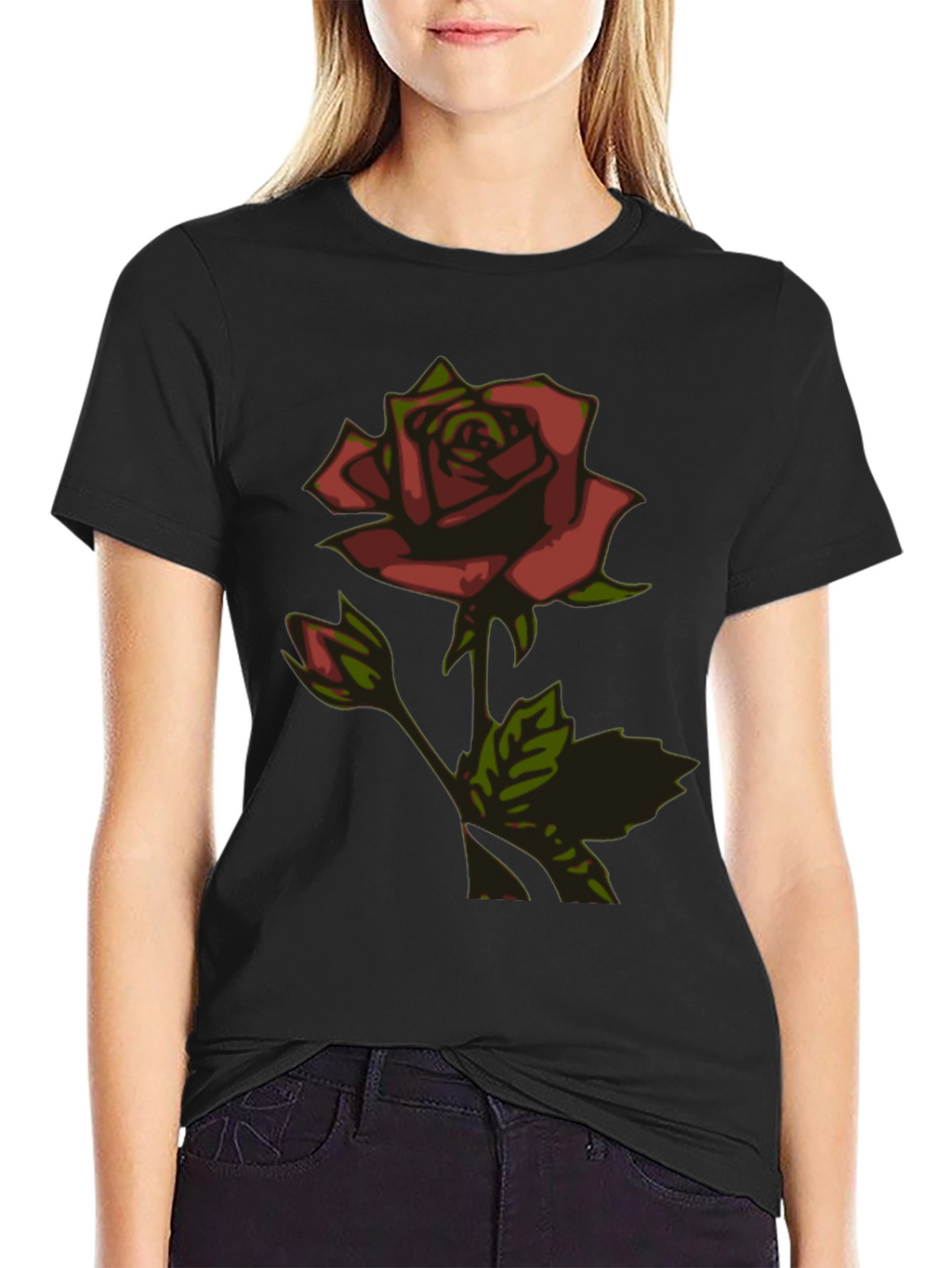 Rose Graphic Black T-Shirt