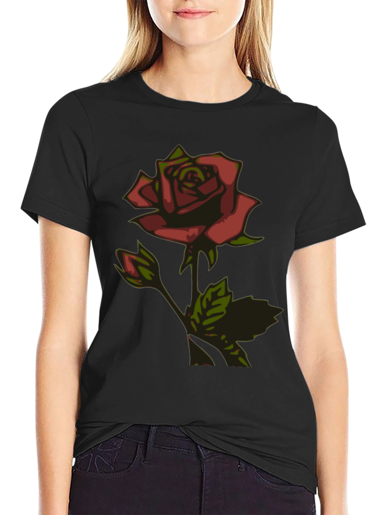 Rose Graphic Black T-Shirt
