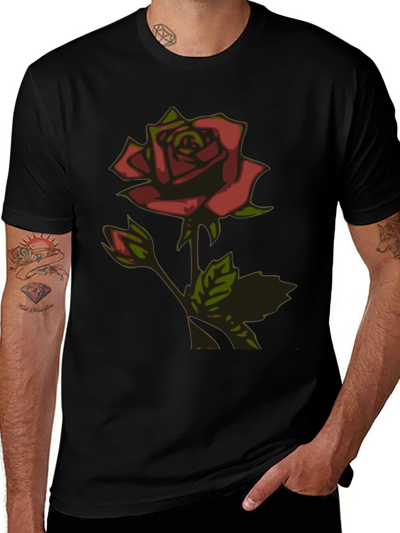Rose Graphic Black T-Shirt